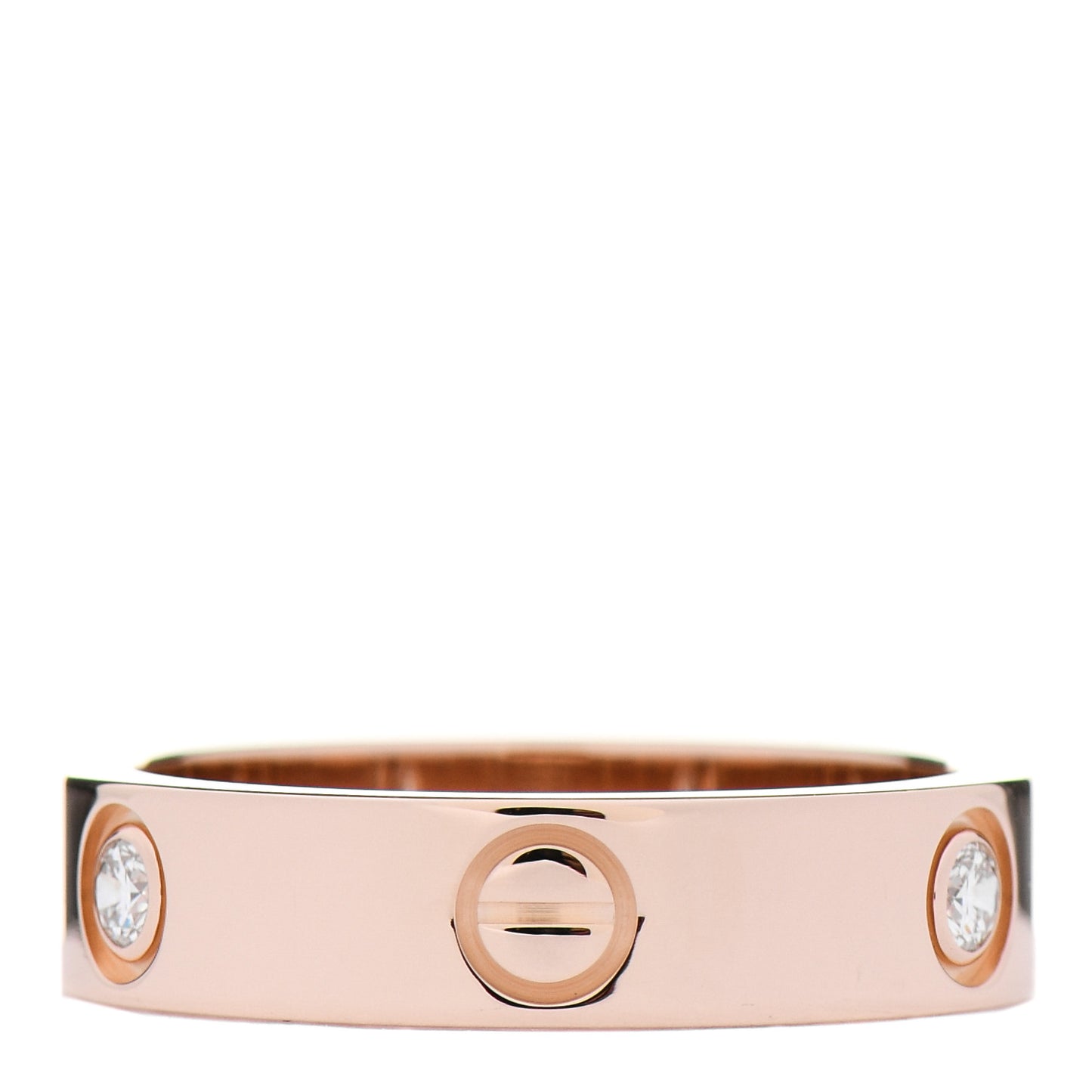 18K Pink Gold 3 Diamond 5.5mm LOVE Ring 61 9.5