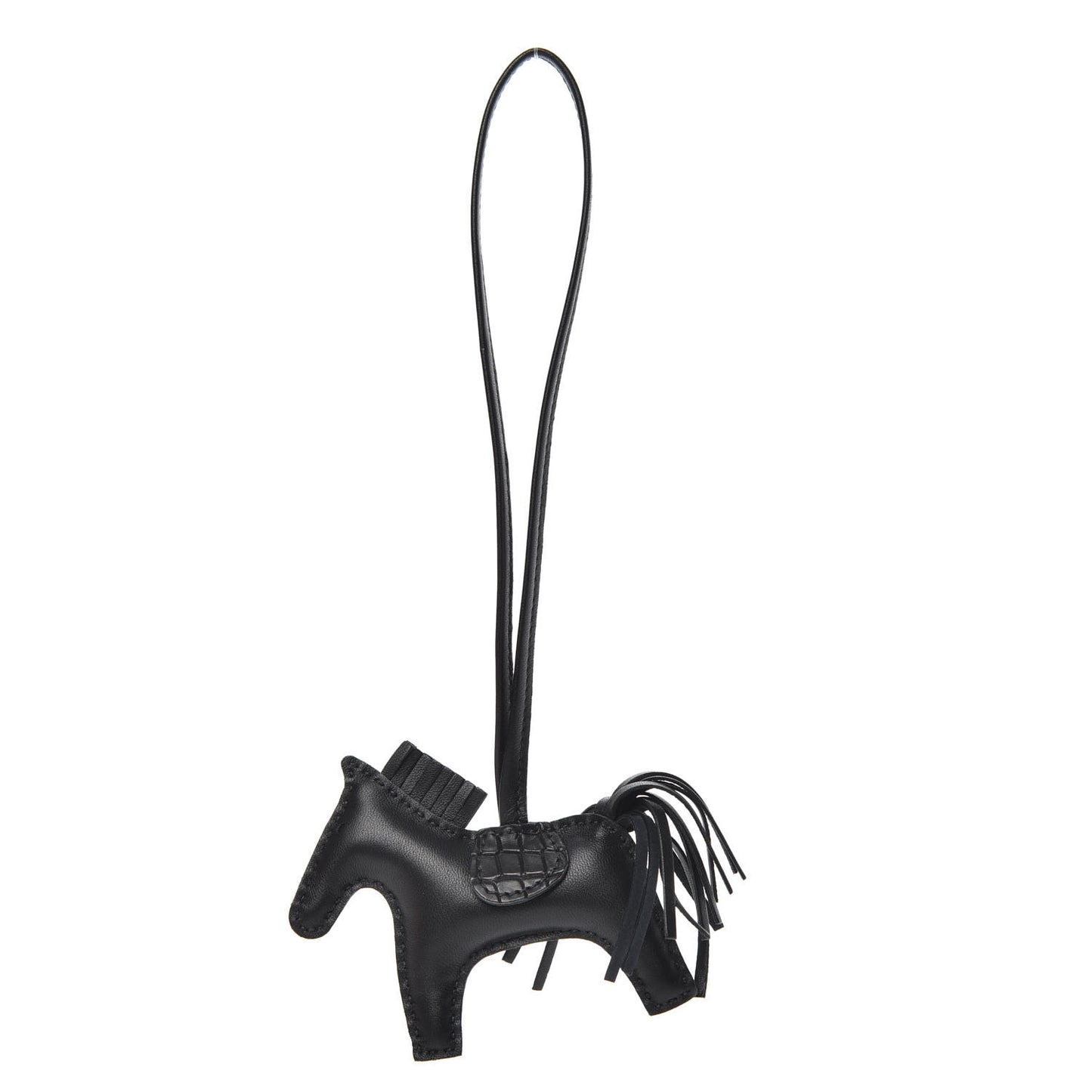 Milo Lambskin Matte Alligator Touch Grigri Rodeo Horse Bag Charm PM So Black