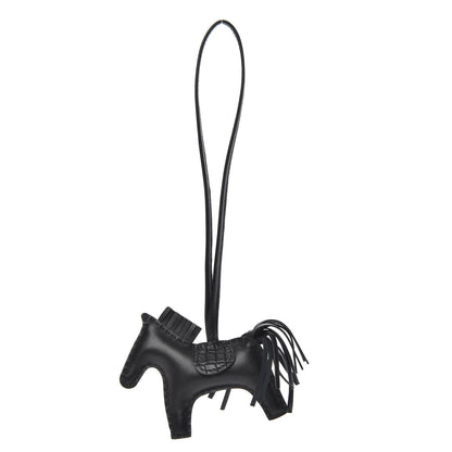 Hermes Milo Lambskin Matte Alligator Touch Grigri Rodeo Horse Bag Charm PM So Black 1 of 4