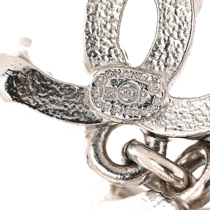 Chanel Crystal Cha-Nel Logo Drop Earrings Silver 4 of 5
