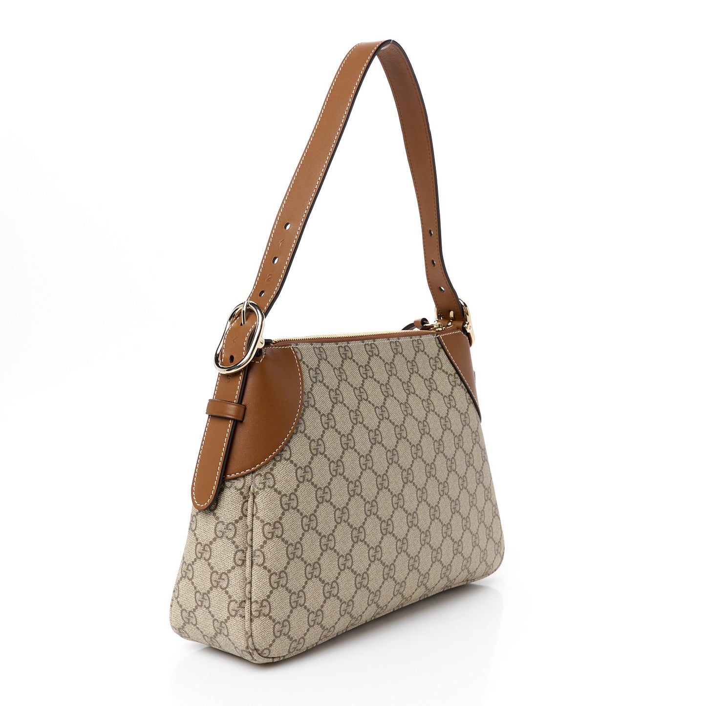 GG Supreme Monogram Emblem Medium Shoulder Bag Beige Dark Brown
