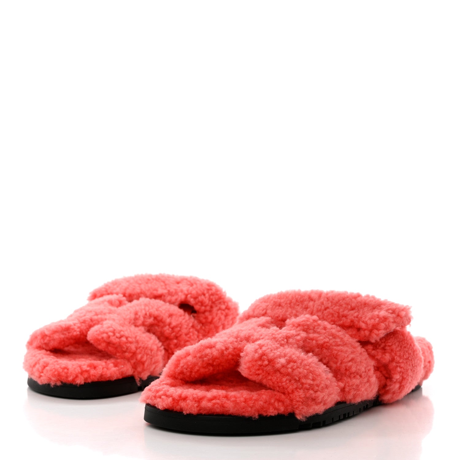 Hermes Woolskin Womens Chypre Sandals 40 Rose Du Desert 3 of 9