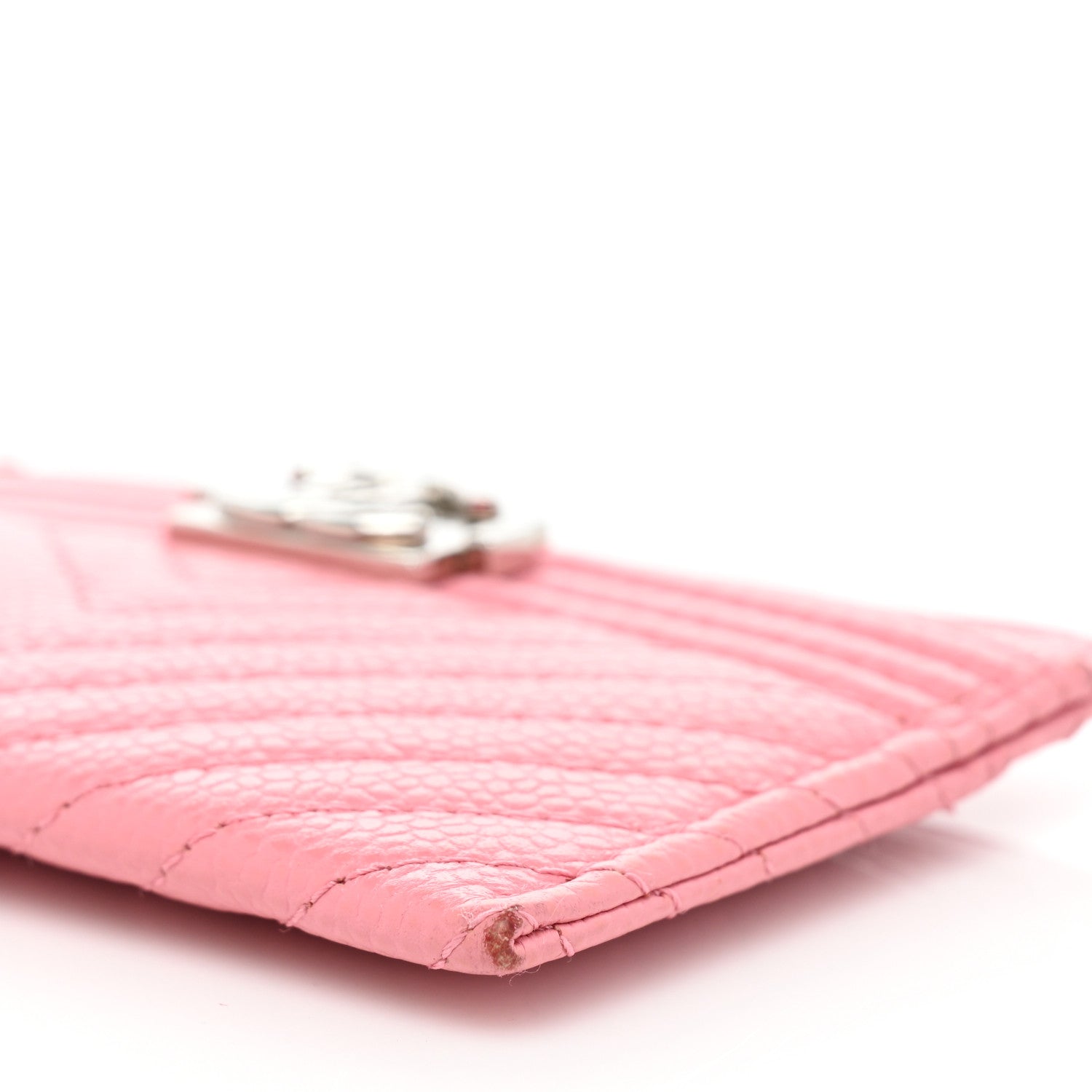 Chanel Caviar Chevron Quilted Boy Card Holder Pink 11 of 11