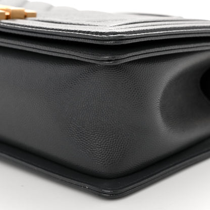 Chanel Caviar Chevron Quilted Medium Boy Flap Dark Grey 10 of 12