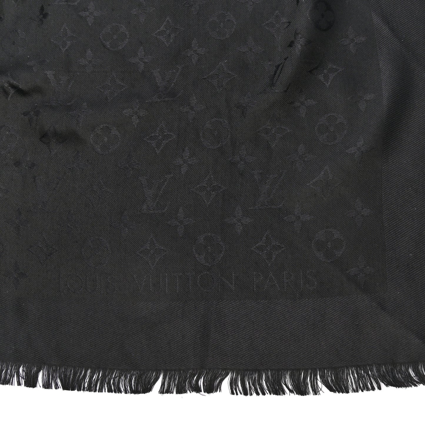 Silk Wool Monogram Shawl Black