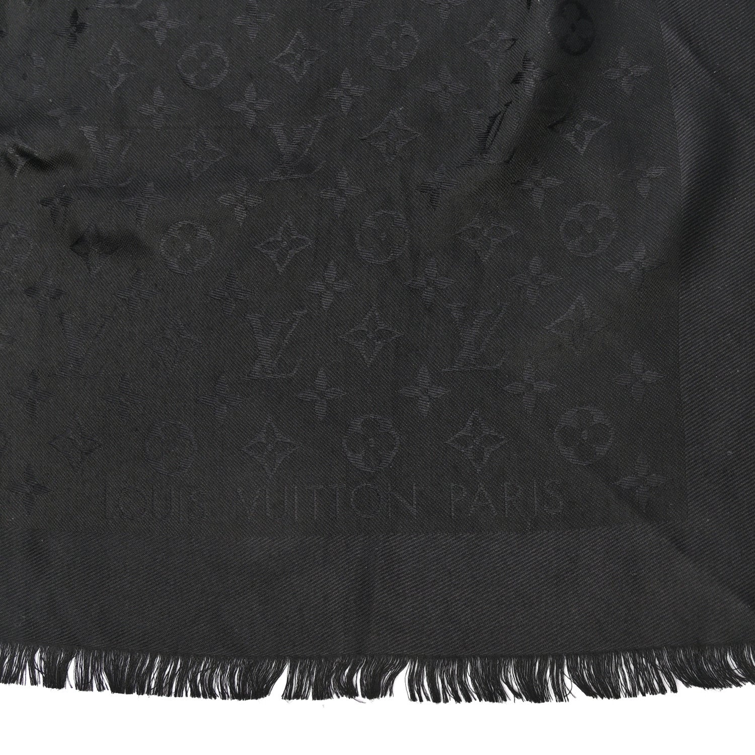 Louis Vuitton Silk Wool Monogram Shawl Black 3 of 3