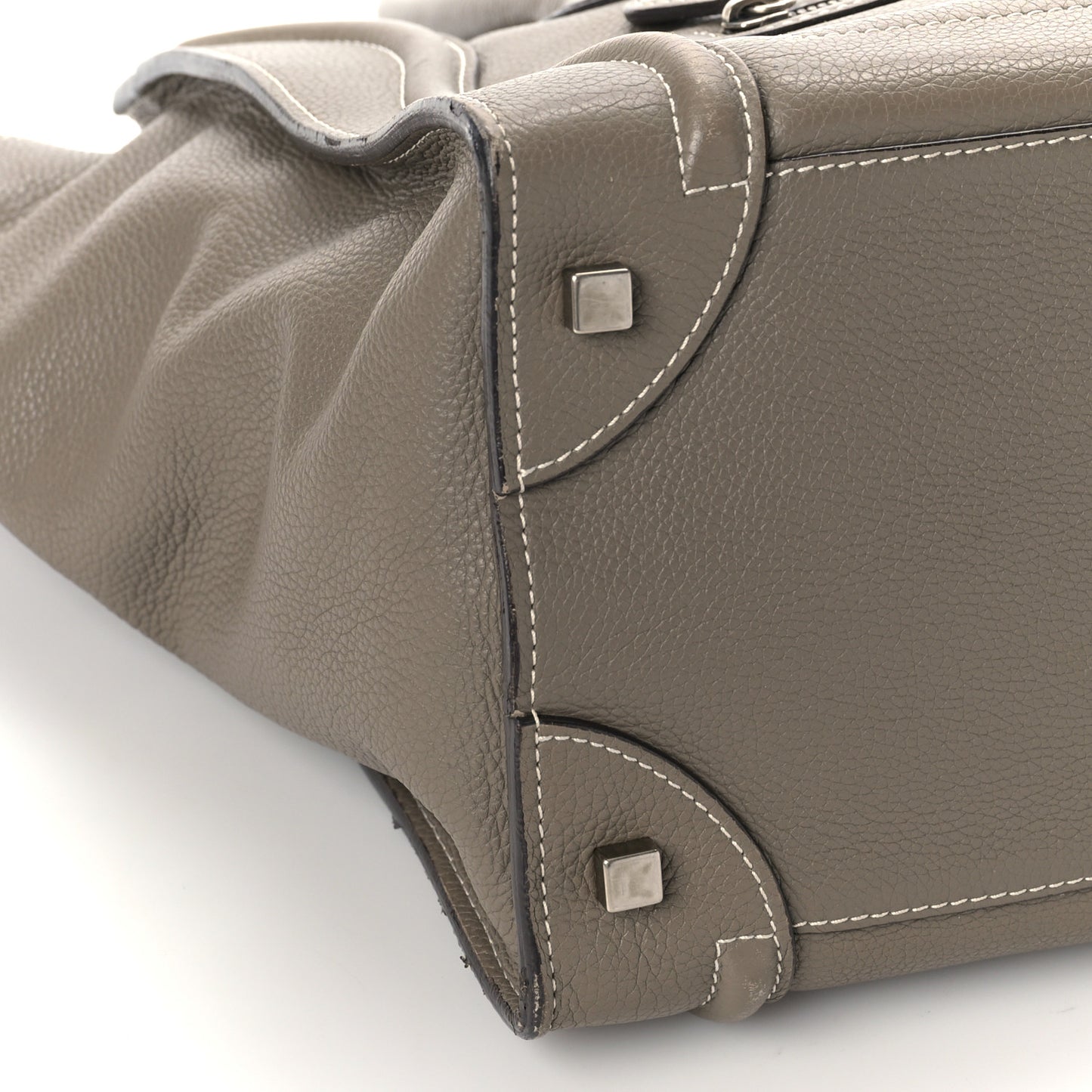 Drummed Calfskin Mini Luggage Bag Souris