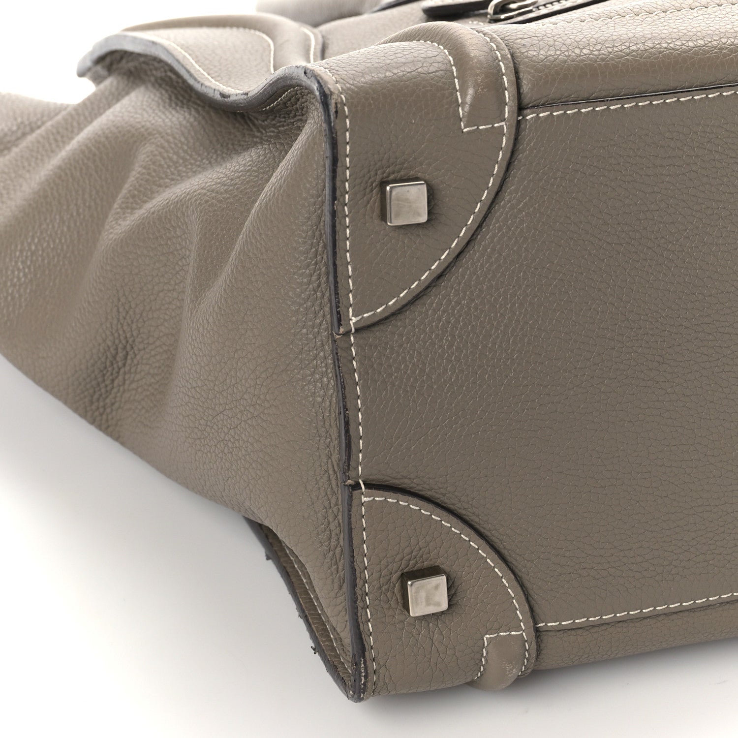 Celine Drummed Calfskin Mini Luggage Bag Souris 8 of 11