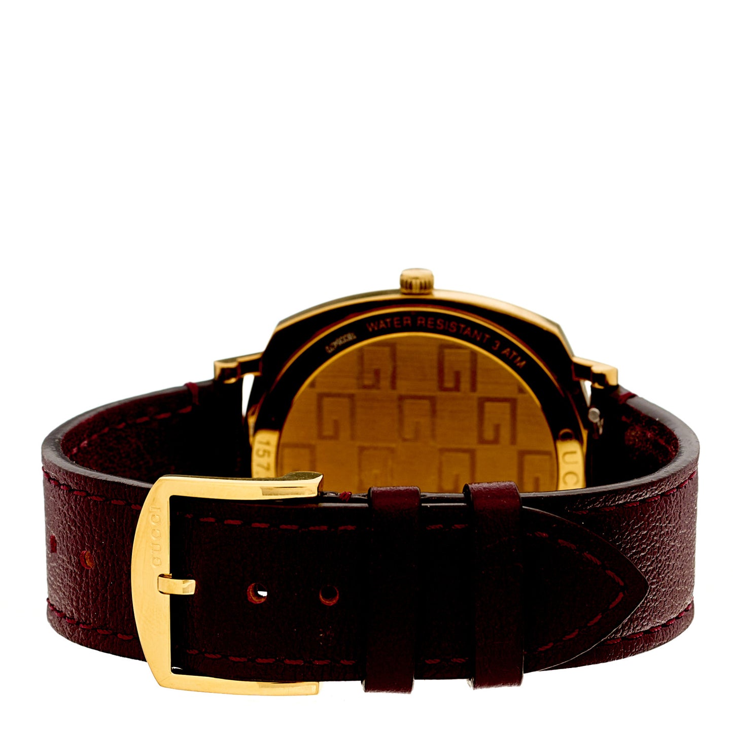 Stainless Steel Calfskin 38mm Grip Quartz Watch Burgundy