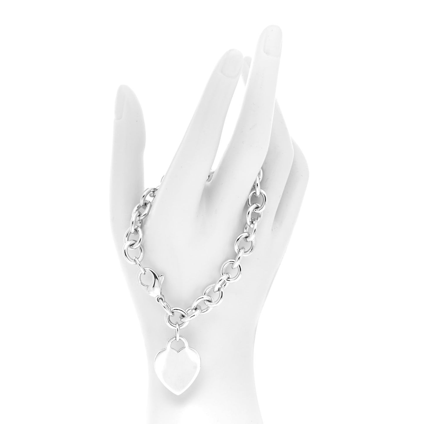 Sterling Silver Heart Tag Charm Bracelet