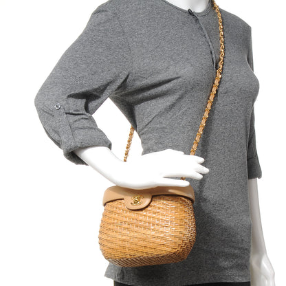Chanel Lambskin Straw Shoulder Bag Beige 2 of 8