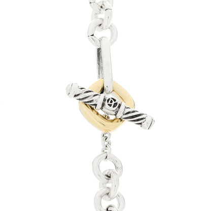David Yurman Sterling Silver 18K Yellow Gold Link Figaro Link Toggle Necklace 4 of 5