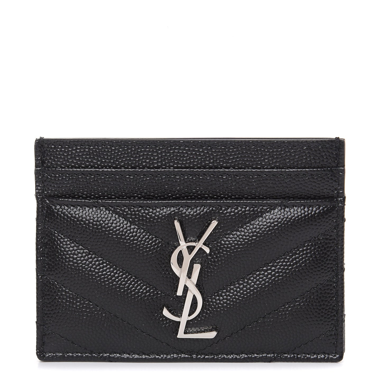 Grain De Poudre Matelasse Chevron Monogram Credit Card Case Black