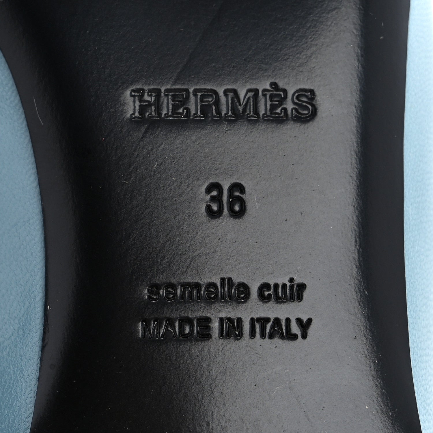 Hermes Goatskin Rivoli Mules   36 Bleu Ciel 7 of 12