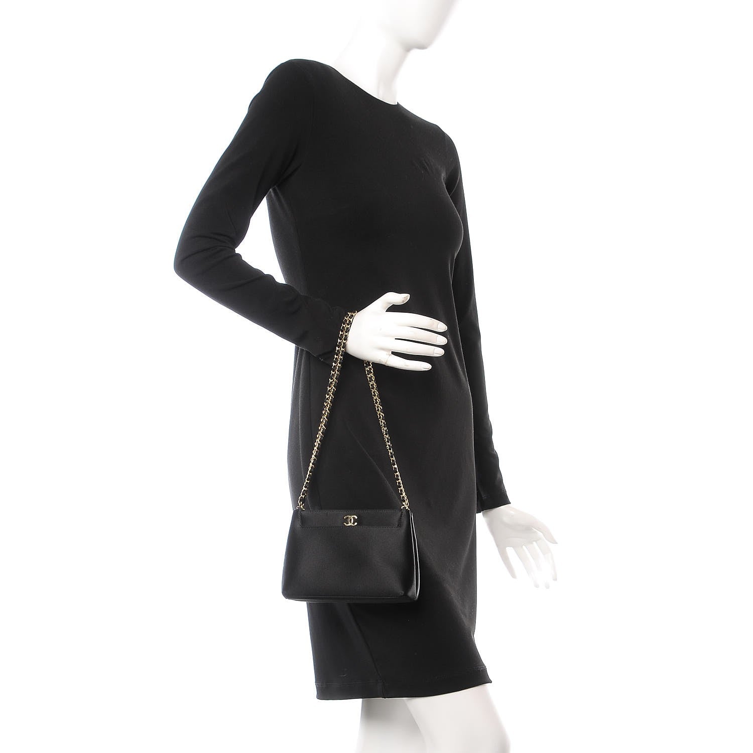 Chanel Satin Evening Bag Black 2 of 9