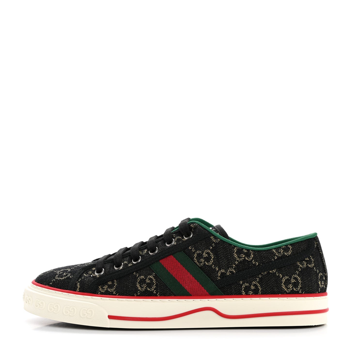 New Denim GG Monogram Web Womens 1977 Tennis Sneakers 41 Black Ivory