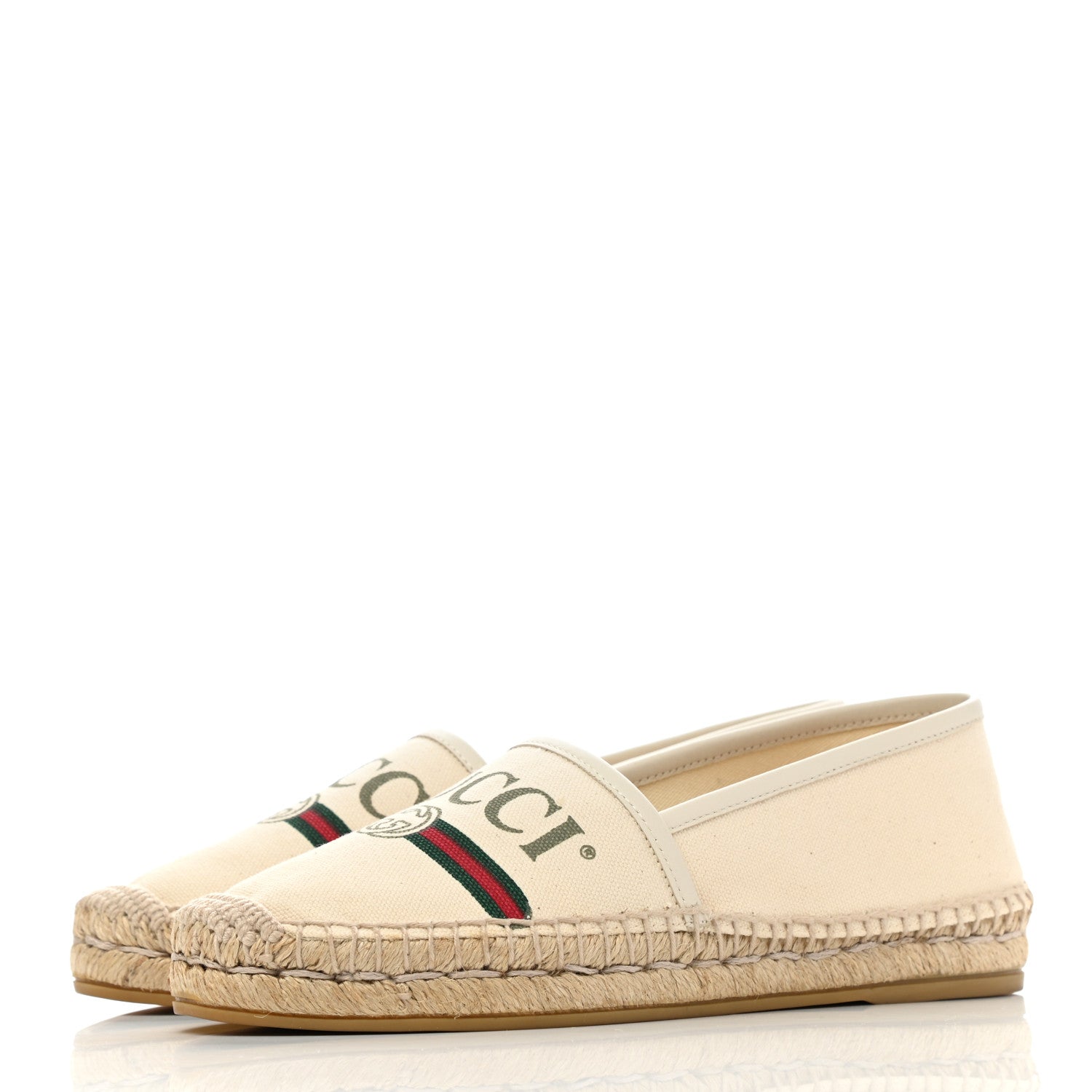 Gucci Canvas Logo Espadrilles 36 Greggio White 3 of 12