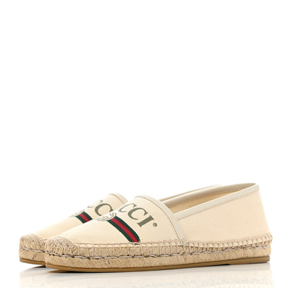 Gucci Canvas Logo Espadrilles 36 Greggio White 3 of 12