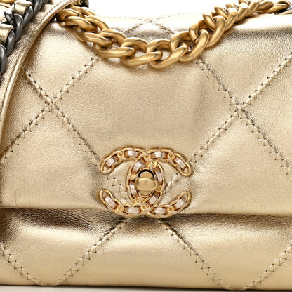 Chanel Metallic Lambskin Stitched Medium Chanel 19 Flap Gold 8 of 11