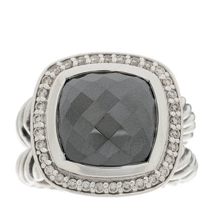 David Yurman Sterling Silver Diamond Hematite 11mm Albion Ring 48 4.5 1 of 5