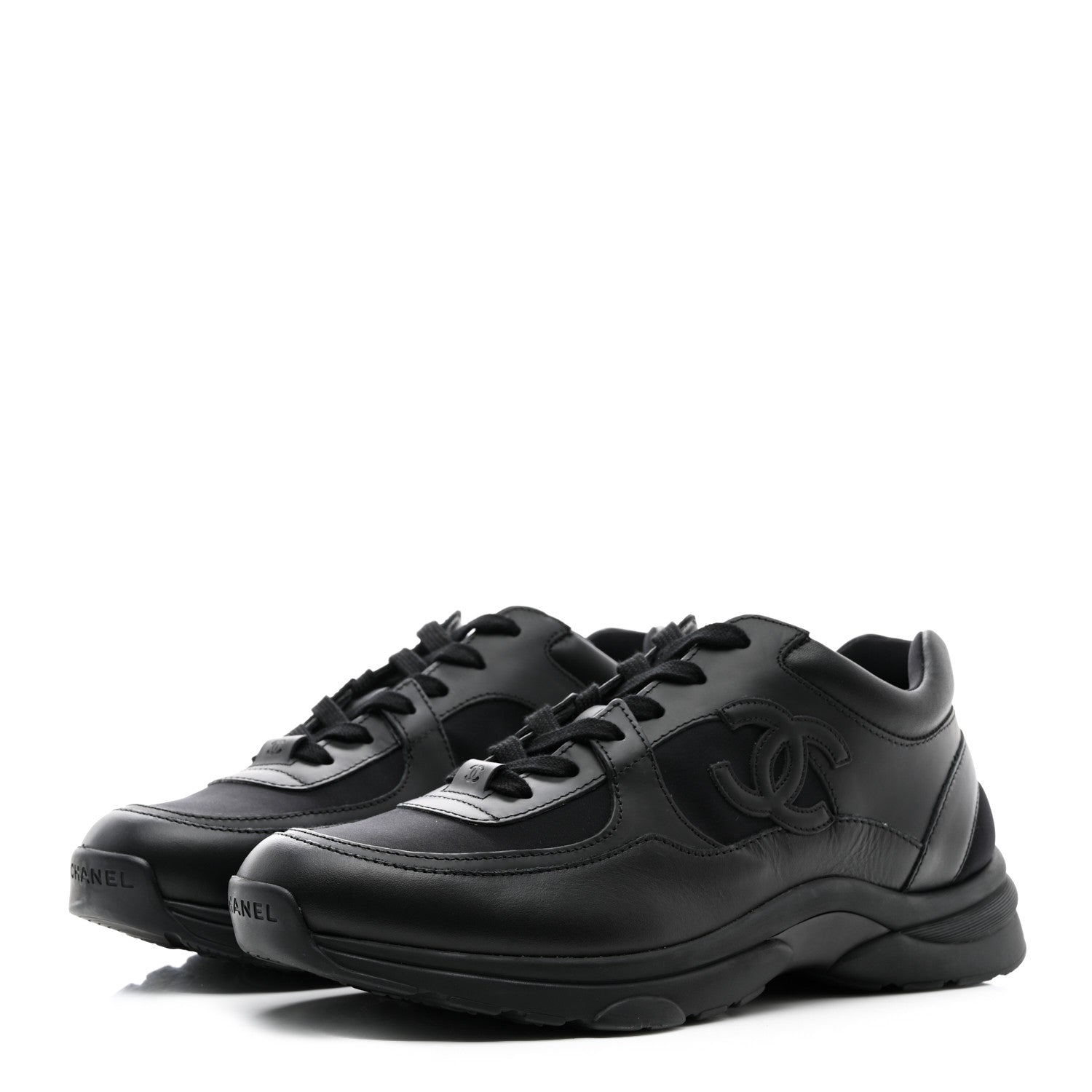 Chanel Calfskin Lambskin CC Uniform Sneakers 42 Black 3 of 12