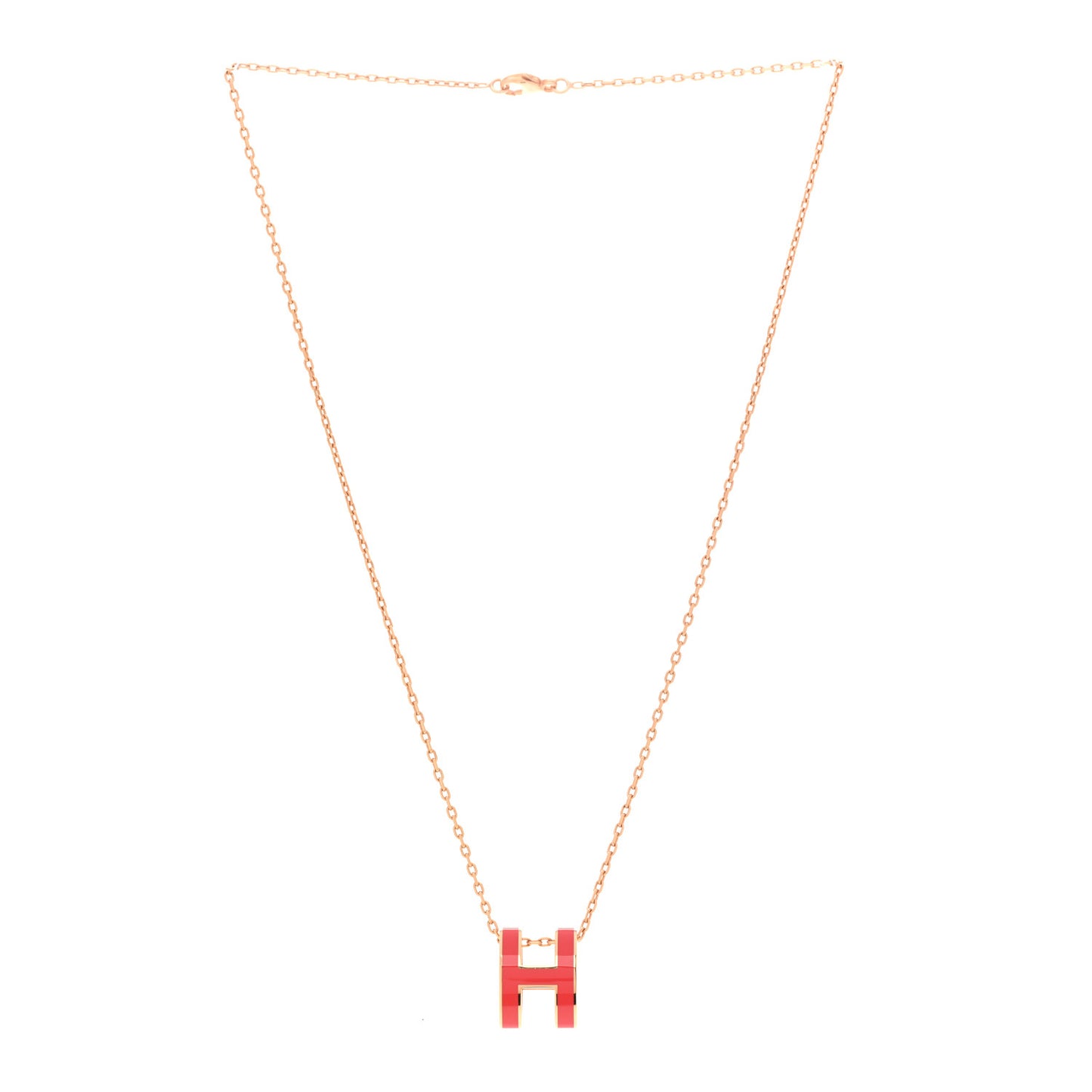 Lacquered Gold Pop H Pendant Necklace Rose Extreme