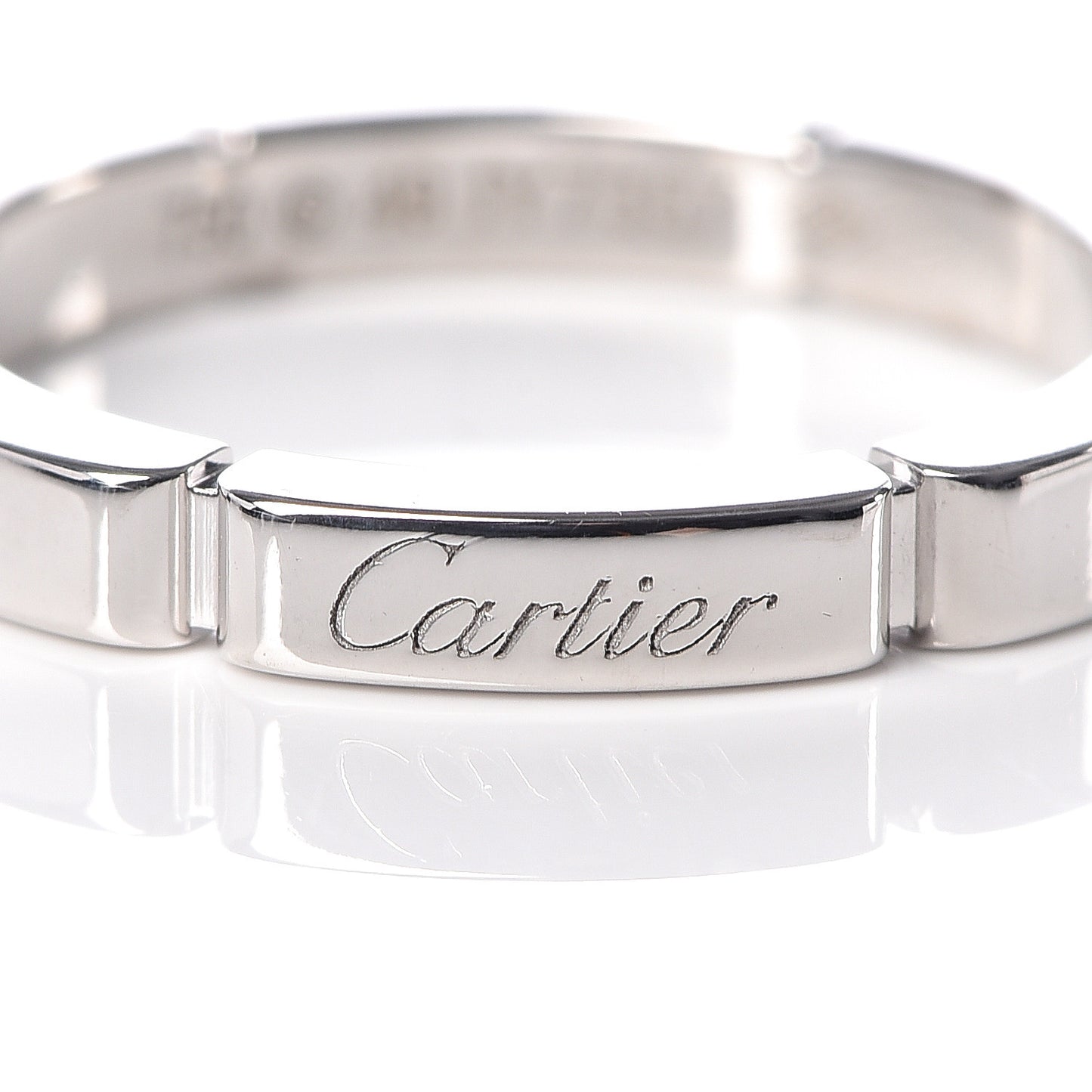 18K White Gold 2.5mm Maillon Panthere Wedding Band Ring 49 4.75