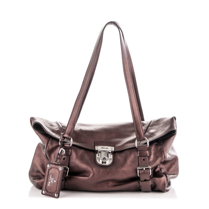 Prada Vitellino Mordo Foldover Pushlock Satchel Antico Mordo 1 of 6