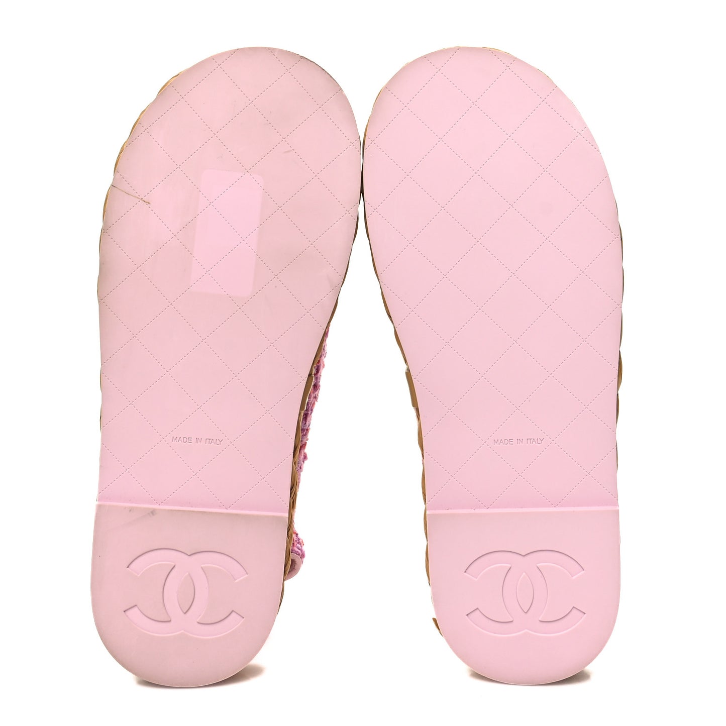 Tweed Lambskin Velcro Dad Sandals 39 Pink Multicolor