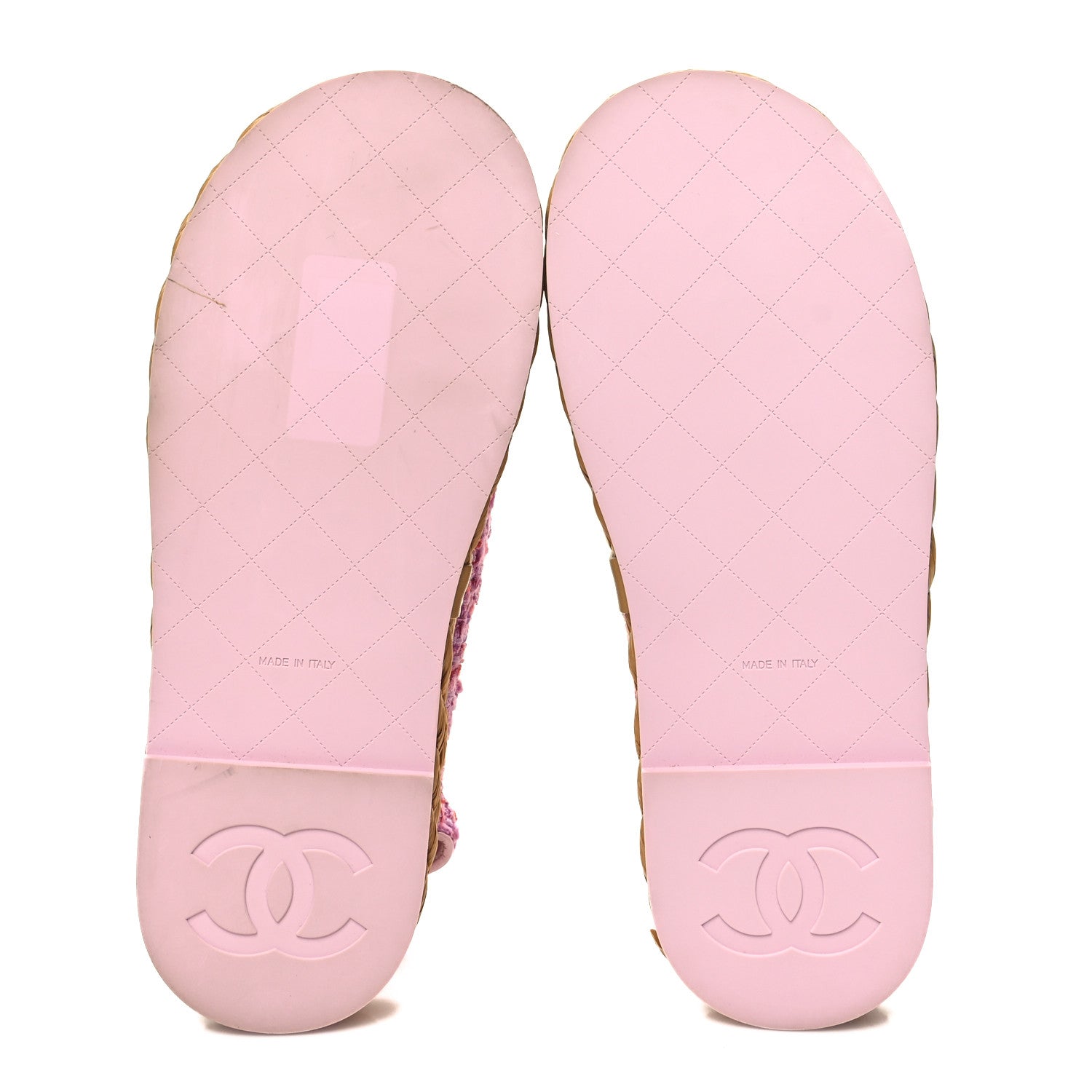 Chanel Tweed Lambskin Velcro Dad Sandals 39 Pink Multicolor 5 of 9