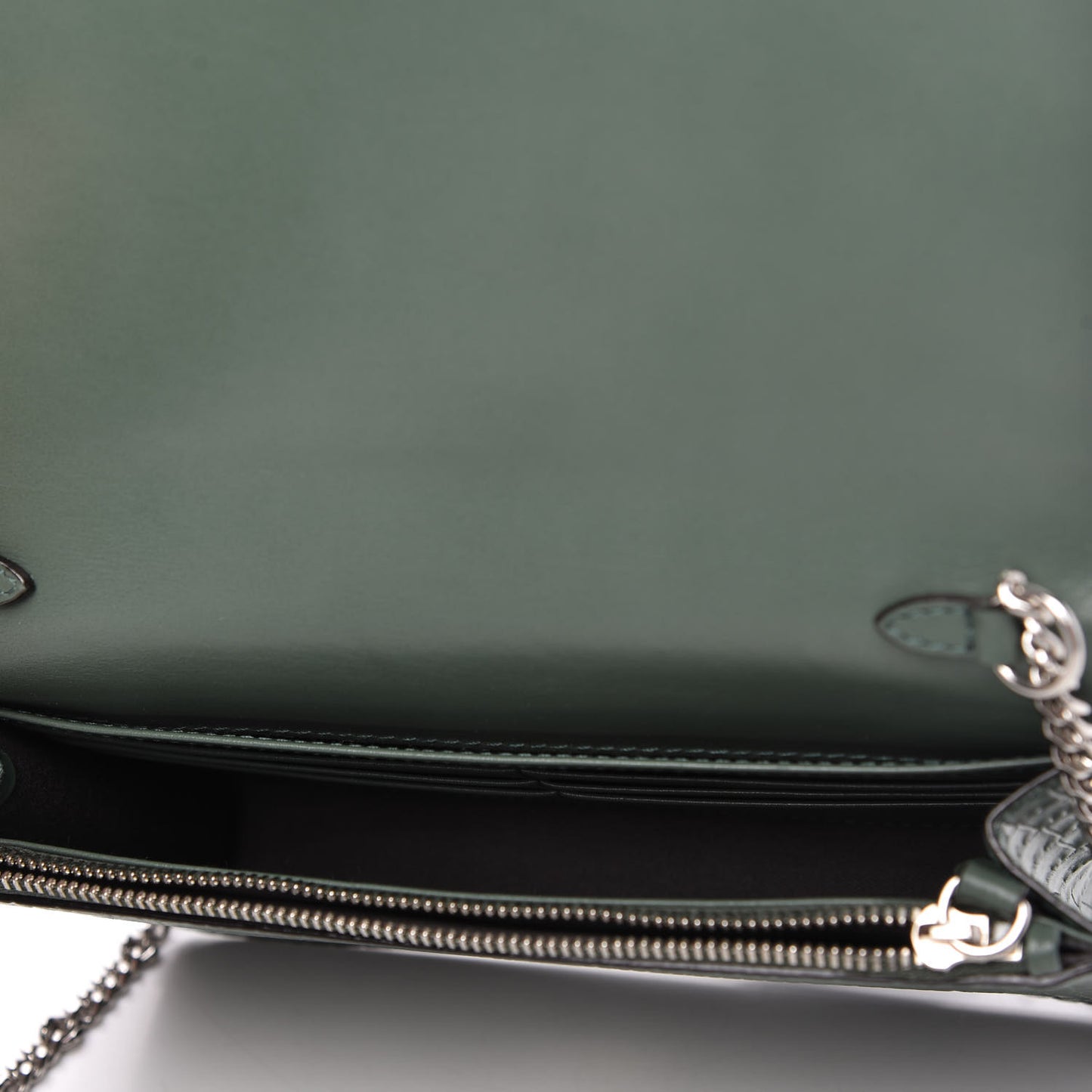 Calfskin Crocodile Embossed Palace Crossbody Green