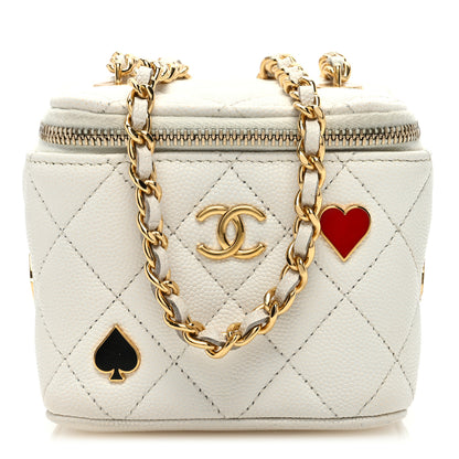 Chanel Caviar Quilted Enamel Coco Casino Mini Vanity Case With Chain White 1 of 12