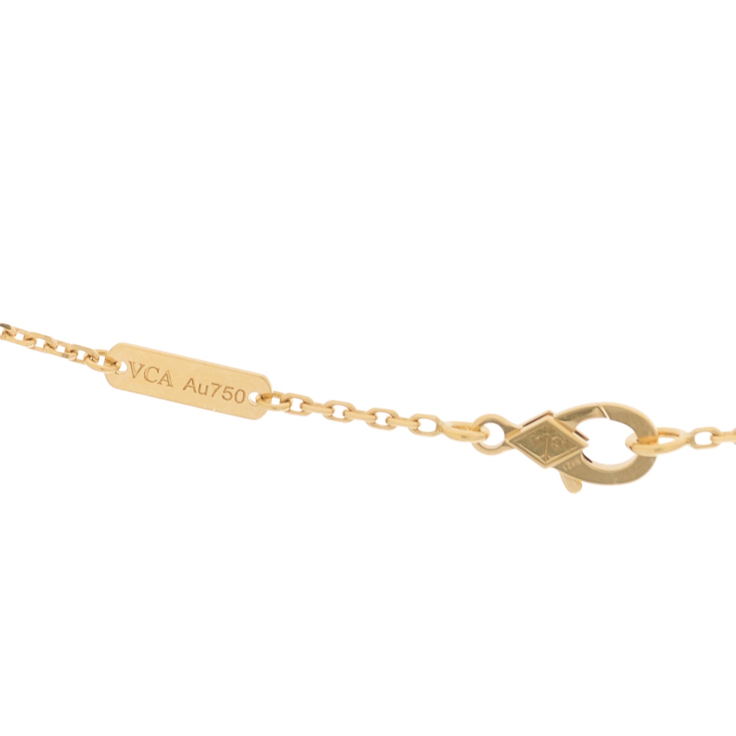 Van Cleef & Arpels 18K Yellow Gold Diamond Vintage Alhambra Pendant Necklace 4 of 7