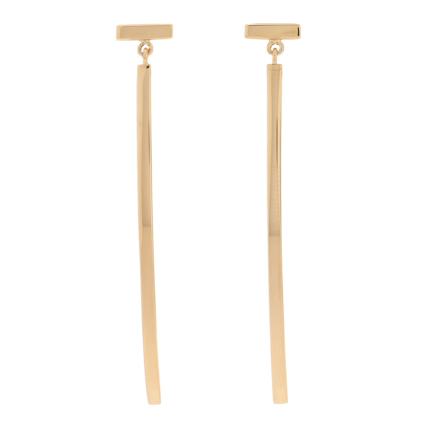 18K Yellow Gold T Bar Earrings