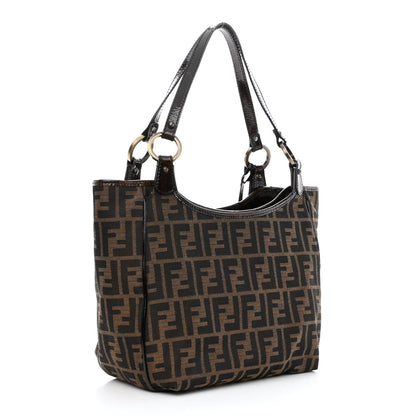 Fendi Zucca Patent Small Chef Shopping Tote Tobacco Moro 3 of 11