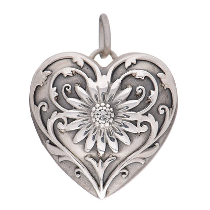 Tiffany Sterling Silver Ziegfeld Daisy Heart Locket Pendant 1 of 5