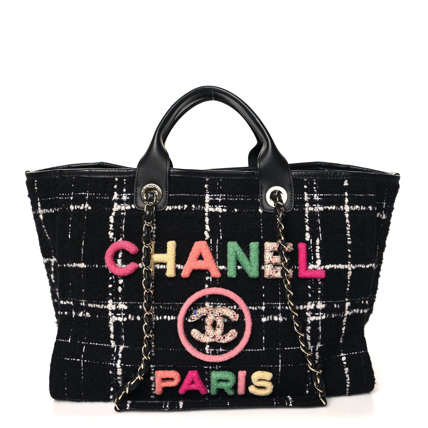 Chanel Tweed Medium Deauville Tote Black White Multicolor 1 of 11
