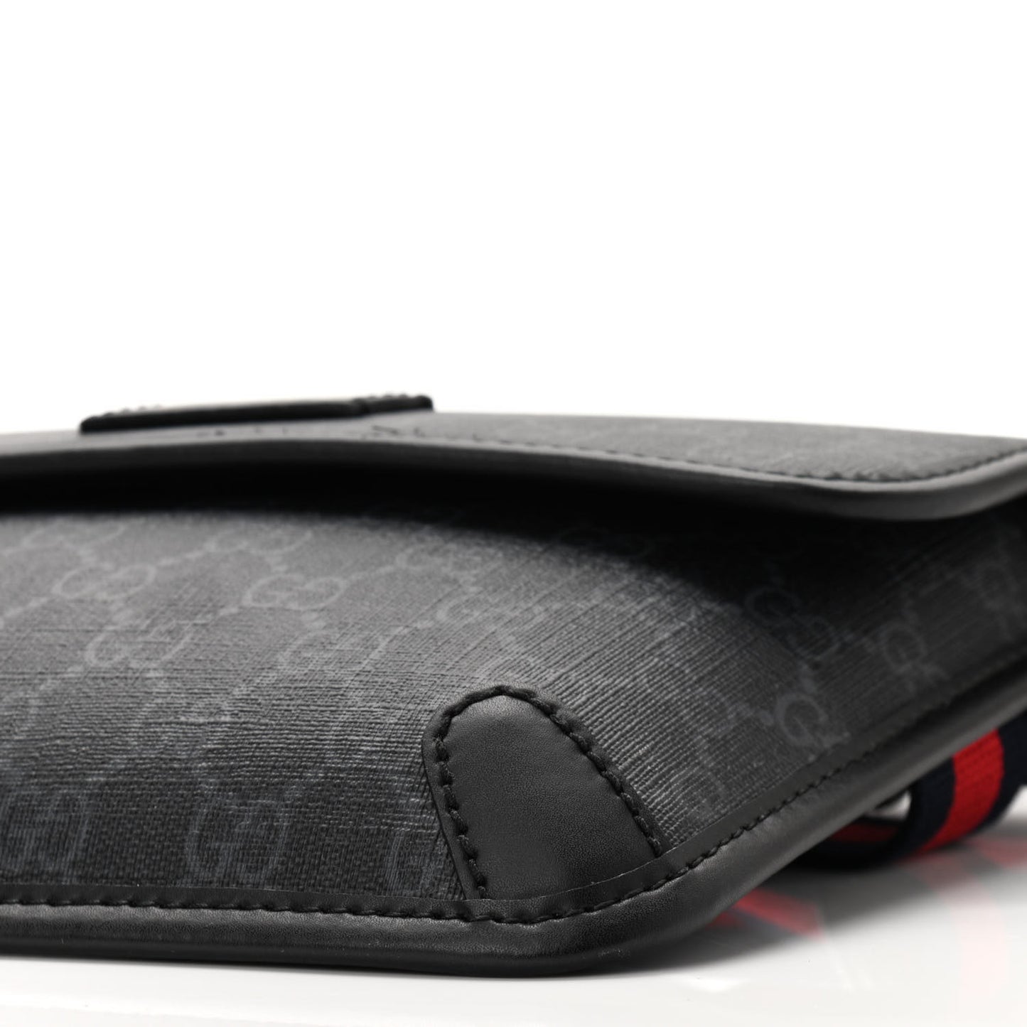 GG Supreme Monogram Web Slim Belt Bag Black Grey