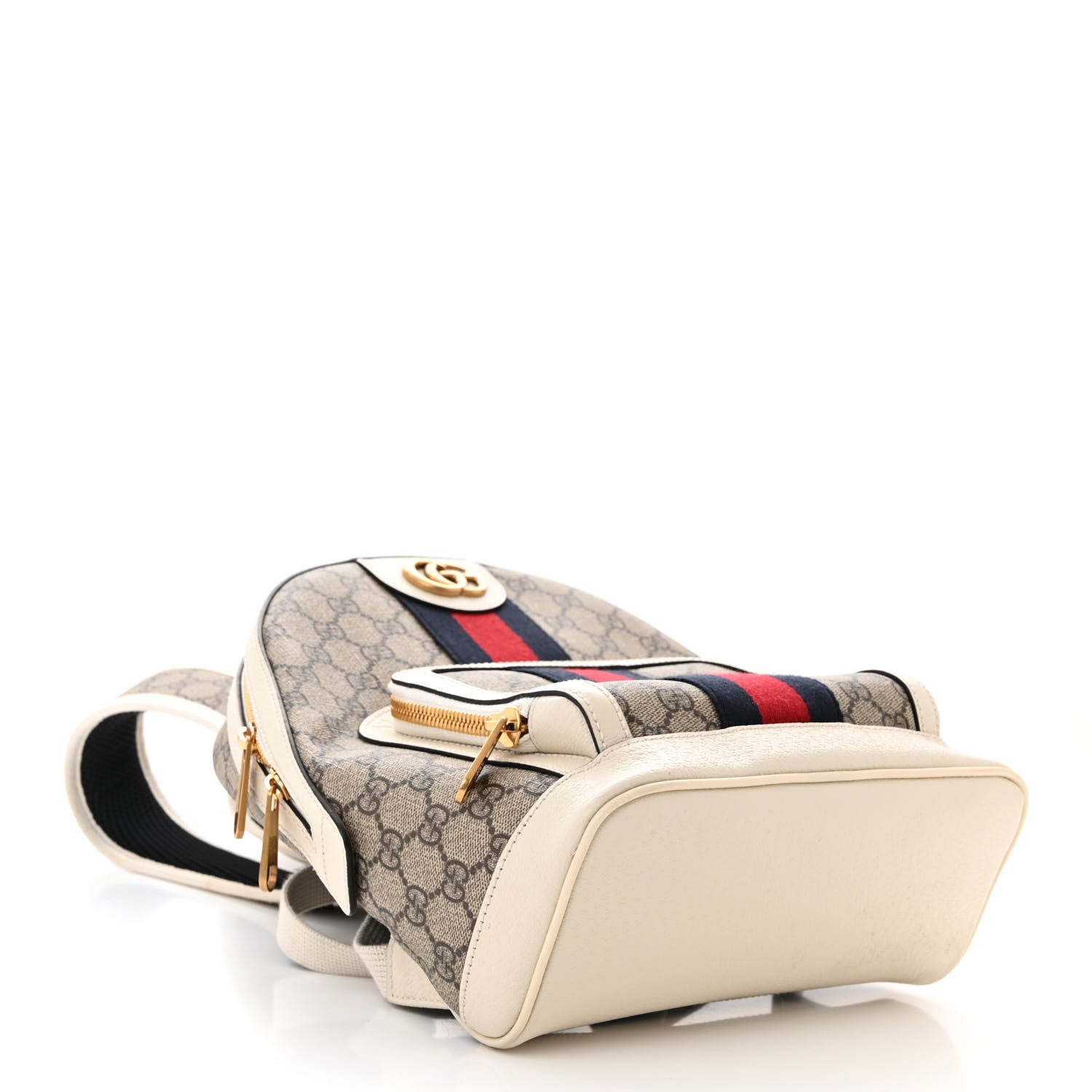 Gucci GG Supreme Monogram Textured Calfskin Web Small Ophidia Day Backpack Beige Ebony Mystic White 4 of 11