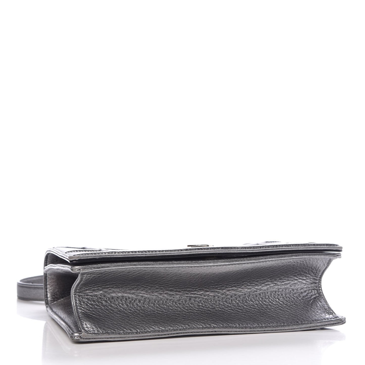 Metallic Grained Calfskin Medium Diorama Flap Bag Silver