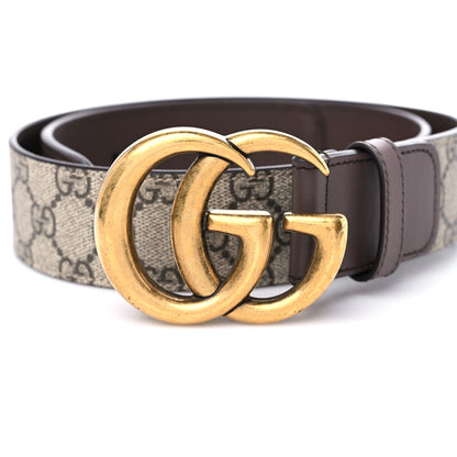 Gucci GG Supreme Monogram Matte Plutone Calfskin Double G 40mm Belt 80 32 Beige Ebony New Acero 5 of 6