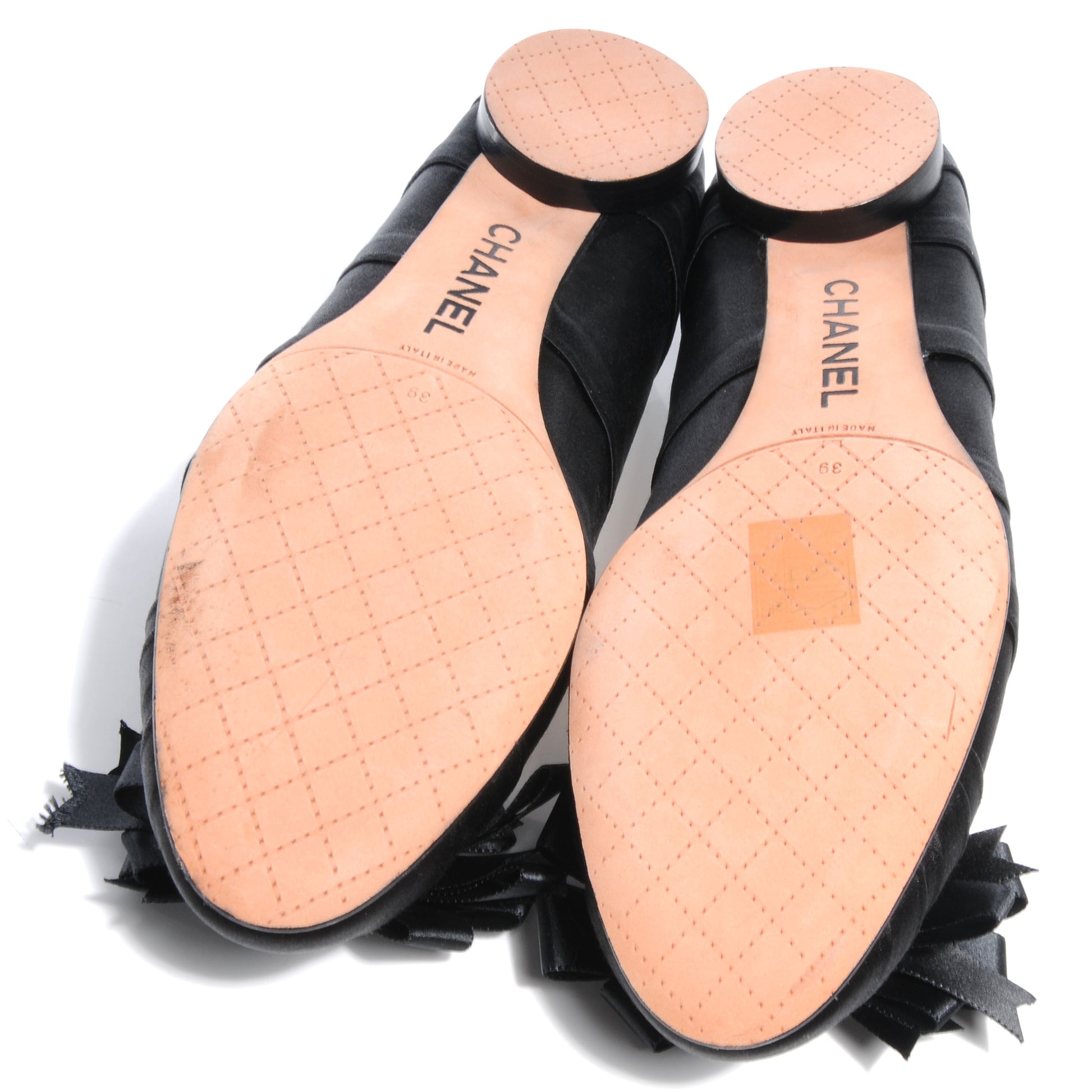 Chanel Satin CC Bow Flats 39 Black 4 of 5