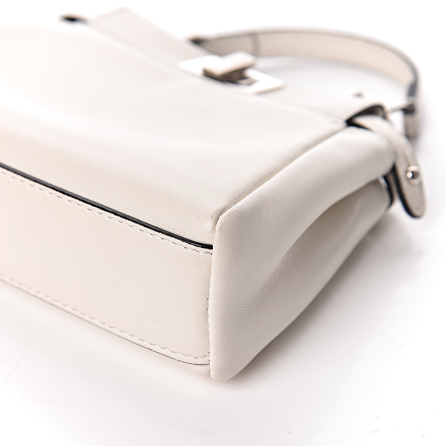 Fendi Shiny Nappa Micro Peekaboo Iconic Satchel White 10 of 14