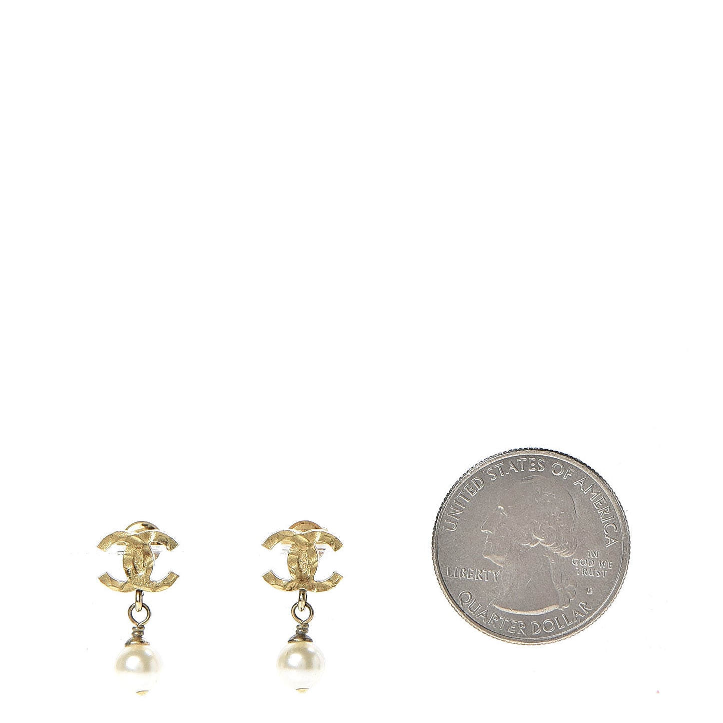 Pearl CC Drop Earrings Gold