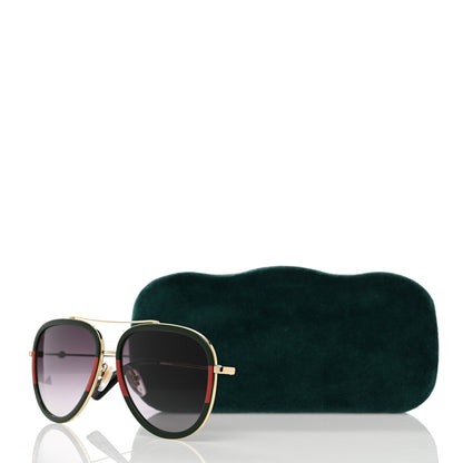 Gucci Web Aviator Sunglasses GG0062S Green Red 8 of 8