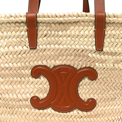 Celine Raffia Calfskin Triomphe Medium Panier Tan 7 of 10