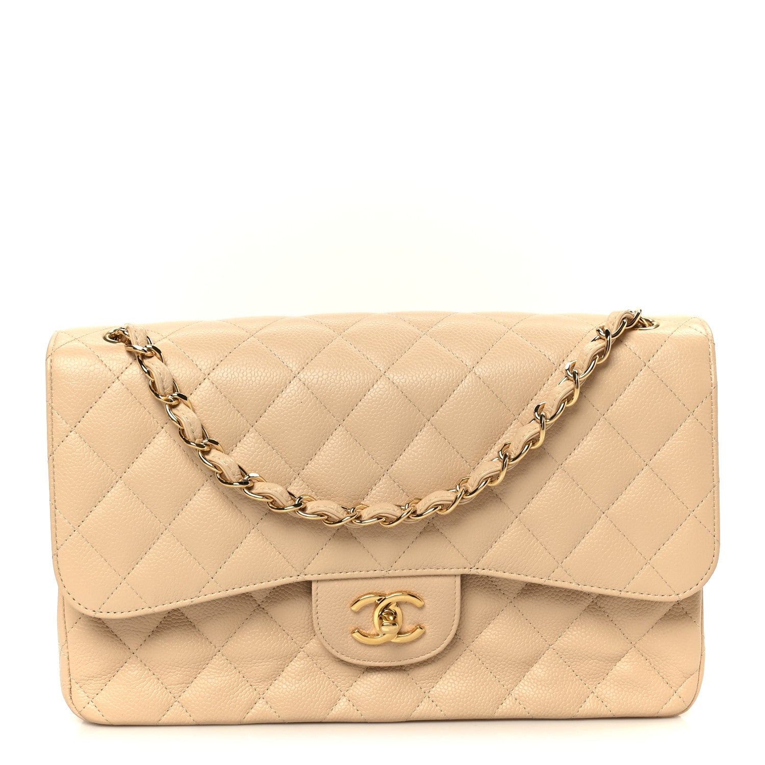 Chanel Caviar Quilted Jumbo Double Flap Beige 1 of 11