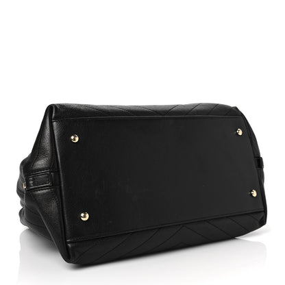 Chanel Calfskin Stitched Large Chevron Chic Shopping Bag Black 4 of 9