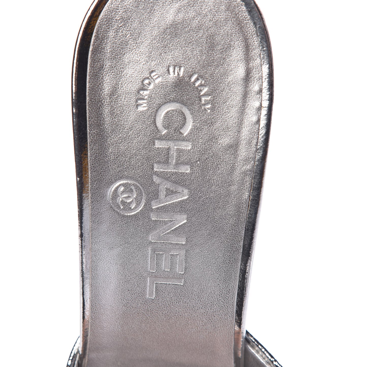 Metallic Goatskin CC Mules 38.5 Silver