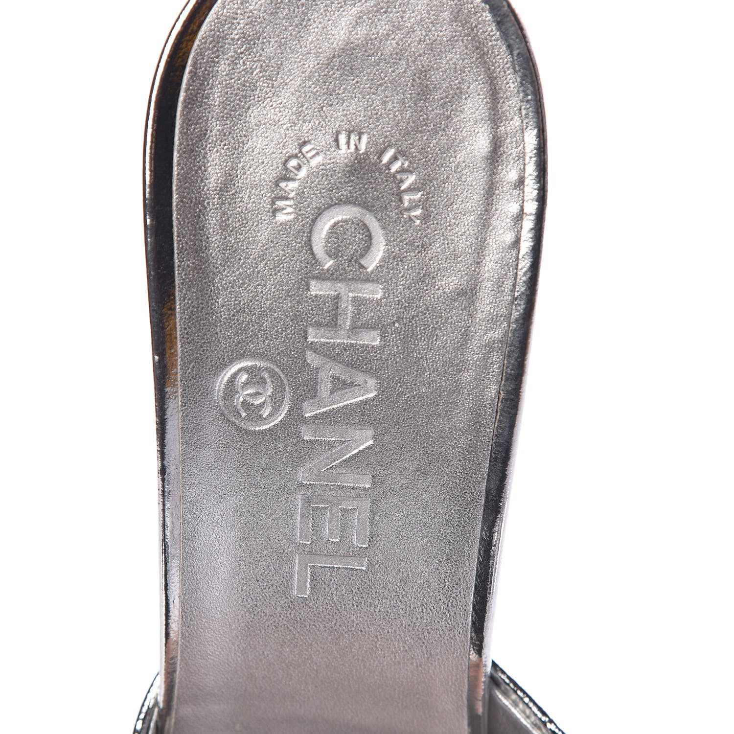 Chanel Metallic Goatskin CC Mules 38.5 Silver 11 of 13
